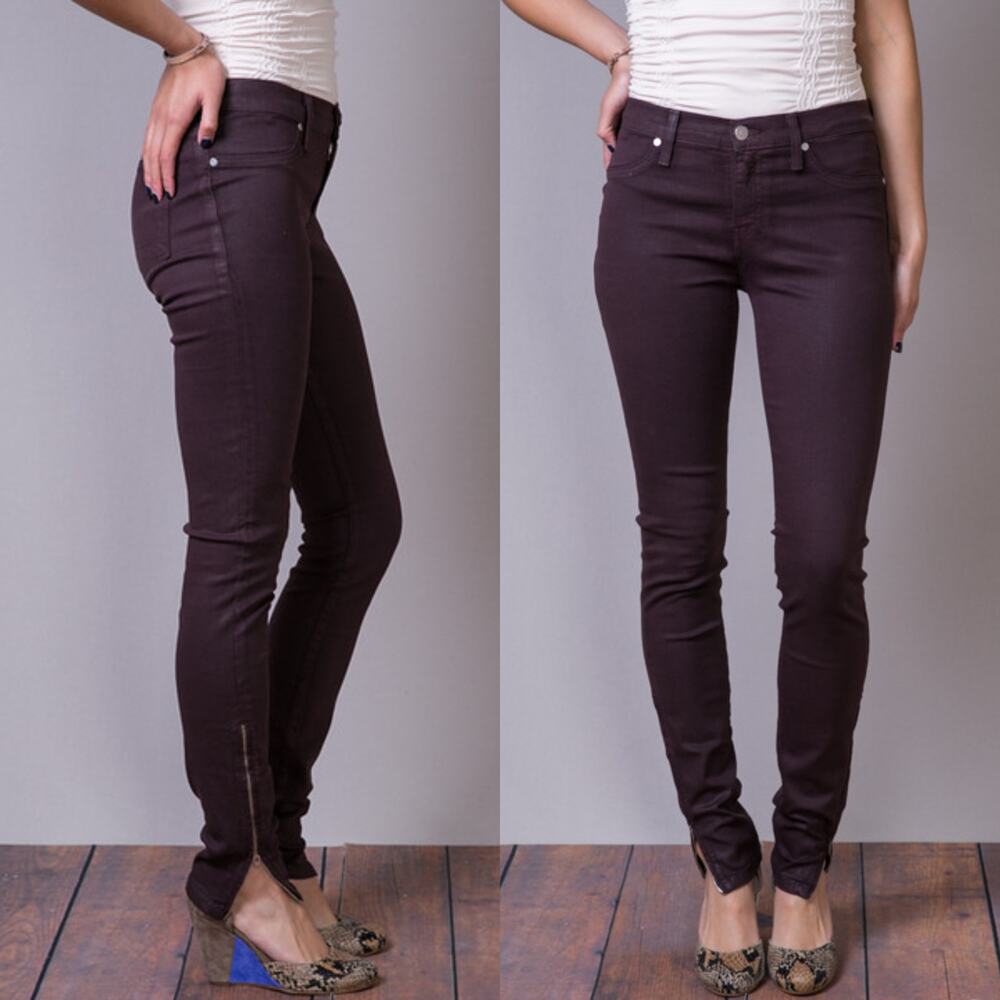 NWT Henry & Belle Zip Ankle Cordovan Coated Super Skinny Colored Jeans Size 31